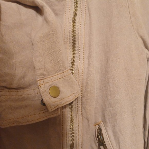 NWT Lucky Brand Soft Linen Jacket, Asymmetrical Zip Front - Picture 6 of 10